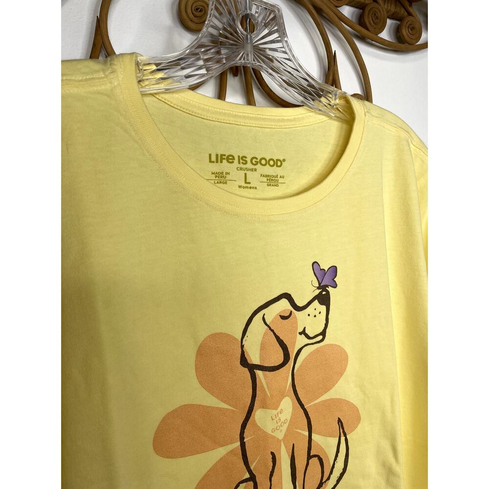 Life is Good Life is Good Daisy Dog Tee Shirt Yellow L - Picture 4 of 5